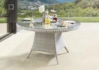 Destiny Gartentisch LUNA &Oslash;120x75cm, mit aufgelegter Glasplatte, vintage wei&szlig;
