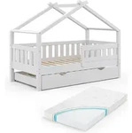 Hausbett Vitalispa Design Wei&szlig; 80x160 cm mit G&auml;stebett und Matratze, Model...