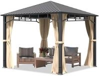 Gartenpavillon 3x3 m Stahldach Hardtop 4 Seitenteile in Champagner, Pfosten 9x9...