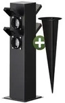 MONZANA&reg; Gartensteckdose 4fach IP44 Metallspie&szlig; Garten Au&szlig;ensteckdose