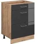 K&uuml;chenunterschrank Vicco R-Line Anthrazit Hochglanz 60 cm mit Schubladen, ohne
