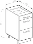 K&uuml;chenunterschrank Vicco R-Line Beton 60 cm mit Schubladen, ohne Arbeitsplatte,