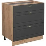 K&uuml;chenunterschrank Vicco Fame-Line Anthrazit-Gold 80 cm mit 3 Schubladen, ohne