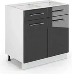 K&uuml;chenunterschrank Vicco Fame-Line Anthrazit Hochglanz 80 cm mit Schubladen, ohne