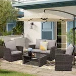 MeXo Gartenm&ouml;bel Set Lounge Set Polyrattan Lounges 4-teile f&uuml;r 3-4 Personen...