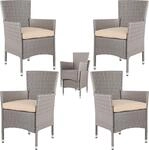 CASARIA&reg; Gartenst&uuml;hle 4er Set Polyrattan Stapelbar mit Auflagen 160kg Belastbarkeit