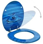 vidaXL Toilettensitz mit Deckel MDF Blau Wassertropfen-Design - Blau