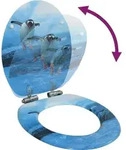 vidaXL Toilettensitz mit Soft-Close-Deckel MDF Pinguin-Design - Blau