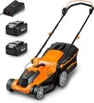 lawnmaster Akku-Rasenm&auml;her 24V Max 2x4.0Ah Batterie, 37cm 300m&sup2; Mulchen 40L,