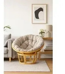 Papasansessel Sessel mit Kissen - Beige