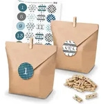 Basteladventskalender Set - Set 5 Weihnachten Sticker in blauen Farbt&ouml;nen - Blau