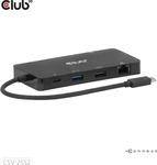 club3D CSV-2552, club3D USB-C Dockingstation CSV-2552 integrierter Kartenleser, USB-C