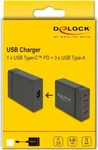 Delock 63974, Delock 63974 USB Ladeger&auml;t 60W USB-C, USB-A USB PD Schwarz Steckdose