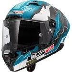 LS2 FF805 Thunder GP Huertas Replica Carbon Helm, weiss-blau, Gr&ouml;&szlig;e XS f&uuml;r M&auml;nner