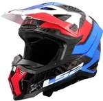 LS2 MX703 X-Force Galuo Carbon Motocross Helm, weiss-rot-blau, Gr&ouml;&szlig;e XS f&uuml;r