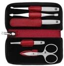 Zwilling Manik&uuml;re Pedik&uuml;re Set 5tlg. mit Kombi-Nagelschere, Leder, rot