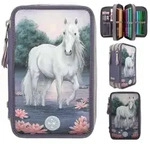 DEPESCHE 12947 Miss Melody 3-Fach Federtasche LED Seerosen