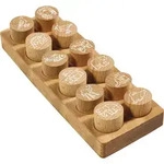 COLOP Woodies Holzstempel Set "Exotische Tiere" mit 12 Motiven, Abdruckgr&ouml;&szlig;e: &Oslash; 29