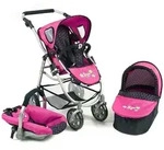 Bayer Chic 3in1 Kombi Puppenwagen EMOTION ALL IN, Dots Navy-Pink