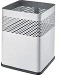 Helit Quadratischer Metall-Papierkorb, lichtgrau, 18 Liter