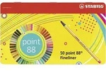 Fineliner - STABILO point 88 - 50er Metalletui - mit 47 verschiedenen Farben - 2x