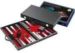 Philos Backgammon rot, medium, Kunstleder