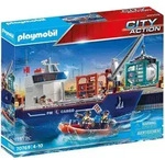 PLAYMOBIL&reg; 70769 City Action Gro&szlig;es Containerschiff mit Zollboot