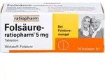 FOLS&Auml;URE-RATIOPHARM 5 mg Tabletten 20 St.