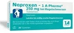 NAPROXEN-1A Pharma 250 mg b.Regelschmerzen Tabl. 20 St