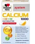 DOPPELHERZ Calcium 1000+D3+K2 system Kautabletten 60 St