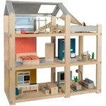 small foot Puppenhaus Natur mit M&ouml;bel, mehrfarbig | natur