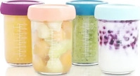 Babymoov A004313, Babymoov 4er-Pack Aufbewahrungsbecher Glas transparent