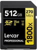 LEXAR SDXC-Card 512GB Professionnal UHS-II (1800x) V60 Gold