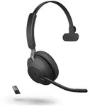 Jabra Evolve2 65 Headset, Mono, kabellos, schwarz Bluetooth, inkl. Link 380 USB-A,