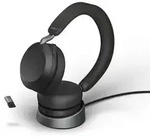 Jabra Evolve2 75 Headset, USB-A Kabellos, Bluetooth, Schwarz, mit Ladestation [MS