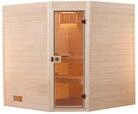 Weka Sauna Valida Eck 1.8 mit Glast&uuml;r/Fenster- Massivholzsauna 38 mm Ganzglast&uuml;r
