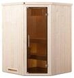 Weka Sauna Kiruna 1 mit Glast&uuml;r und Eckeinstieg 230 V - 68 mm 3,6 kW