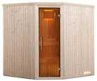 Weka Sauna Kiruna 2 mit Glast&uuml;r und Eckeinstieg 230 V - 68 mm-4,5 kW Saunaofen...
