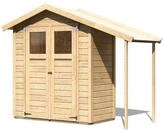 Karibu Gartenhaus Ger&auml;tehaus Dana inkl. Schleppdach - 14mm-180 x 93cm- naturbelassen