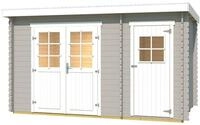 Weka Gartenhaus 254 hellgrau/wei&szlig; - 28 mm 370 x 200 cm (Gr. 1) - 50 % Rabatt...