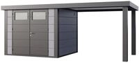 Telluria Metallger&auml;tehaus Classico 2724 mit 280 cm Seitendach lichtgrau Seitendach