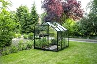 Halls Gew&auml;chshaus Popular - 3.8 m&sup2; Schwarz mit 3 mm Sicherheitsglas