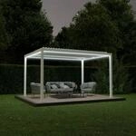 Ximax Lamellendach Pergola Shade freistehend 3x4 m Inkl. Farbbeleuchtung Wei&szlig;