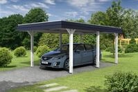 Carport Wendland 362x628 schwarze Blende, wei&szlig;, 20mm Dachschalung mit EPDM...