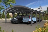 Skan Holz Franken Bogendach Doppelcarport Gr.3 635x969cm grau Holzcarport