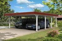 Carport Wendland 630x879 rote Blende, wei&szlig;, 20mm Dachschalung mit EPDM Folie