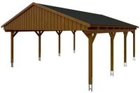 Skan Holz Fichtelberg - Satteldach Doppelcarport Breite 423 cm Gr. 2 - 618 x 808 cm