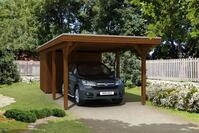 Skan Holz Spessart Einzelcarport mit Abstellraum Gr.2 355x846cm nussbaum Holzcarport