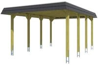 Skan Holz Spreewald - Walmdach Carport Breite 396 cm Gr. 1 - 396 x 589 cm Nut-...