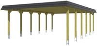 Skan Holz Walmdach Carport-585x893-Blende schwarz-nussbaum Holzcarport